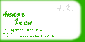andor kren business card